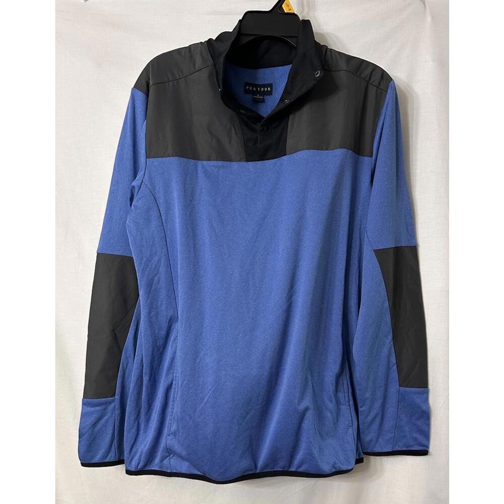NWT PGA Tour Mens Blue‎ Long Sleeve Dri Control UPF 25 Shirt Size Medium